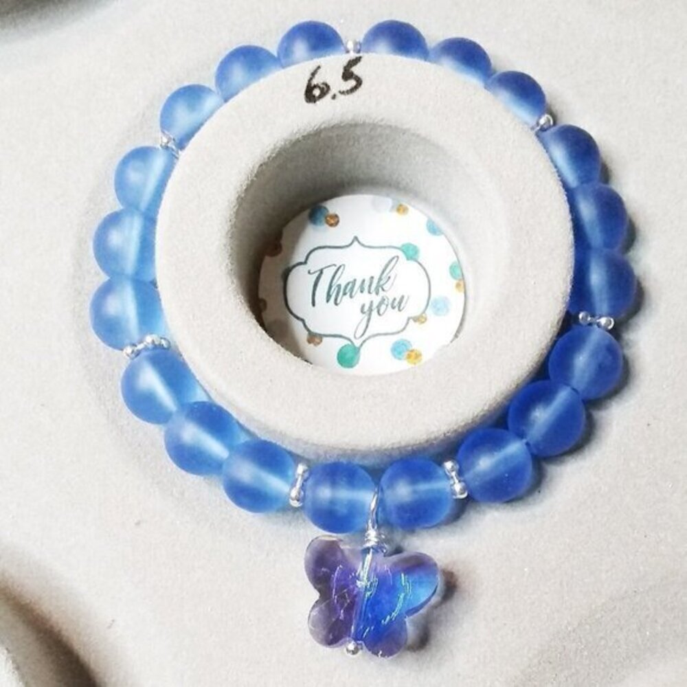 Sky Blue Butterfly Stretch Bracelet! GirlyGirl's or Teen's Blue - Picture 6 of 8